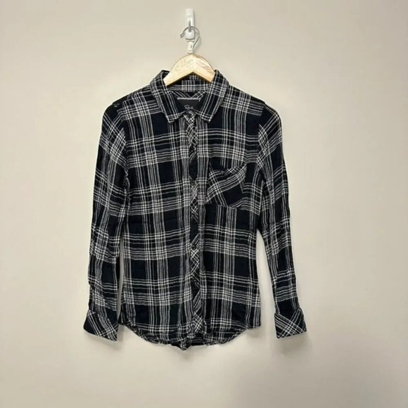 Rails Hunter Button Down Plaid Shirt Black and White Women's Size XS - Picture 2 of 12